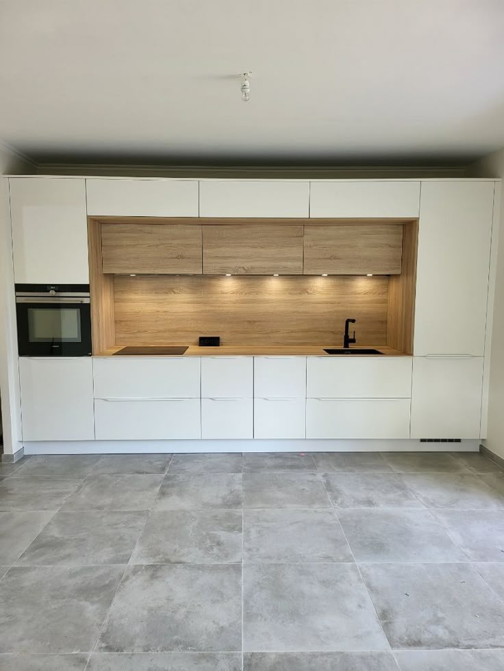 Cuisine Murale "Box Design" – Blanc & Cœur Chêne