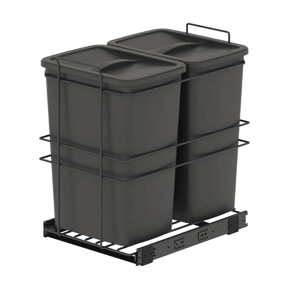 Poubelle coulissante double 2x35L, 400mm anthracite